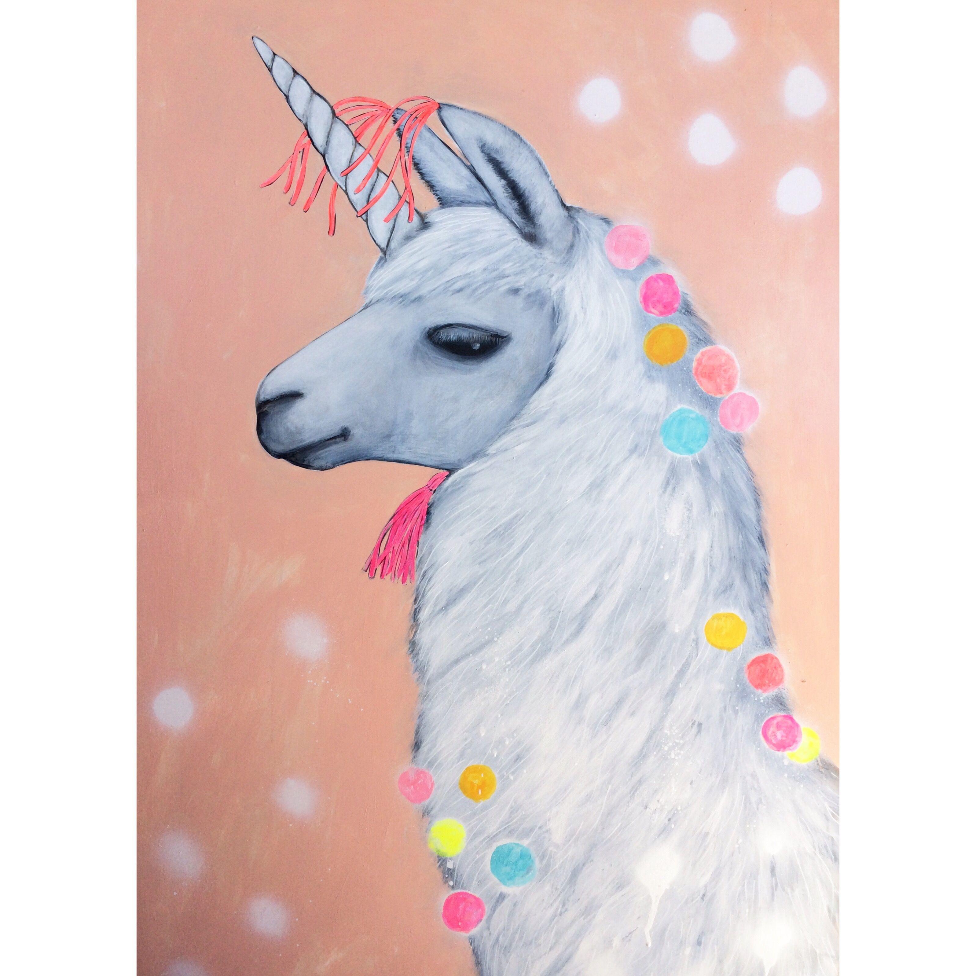 Unicorn Llama aka Llamacorn; 'Come Away With me'. Available in A3