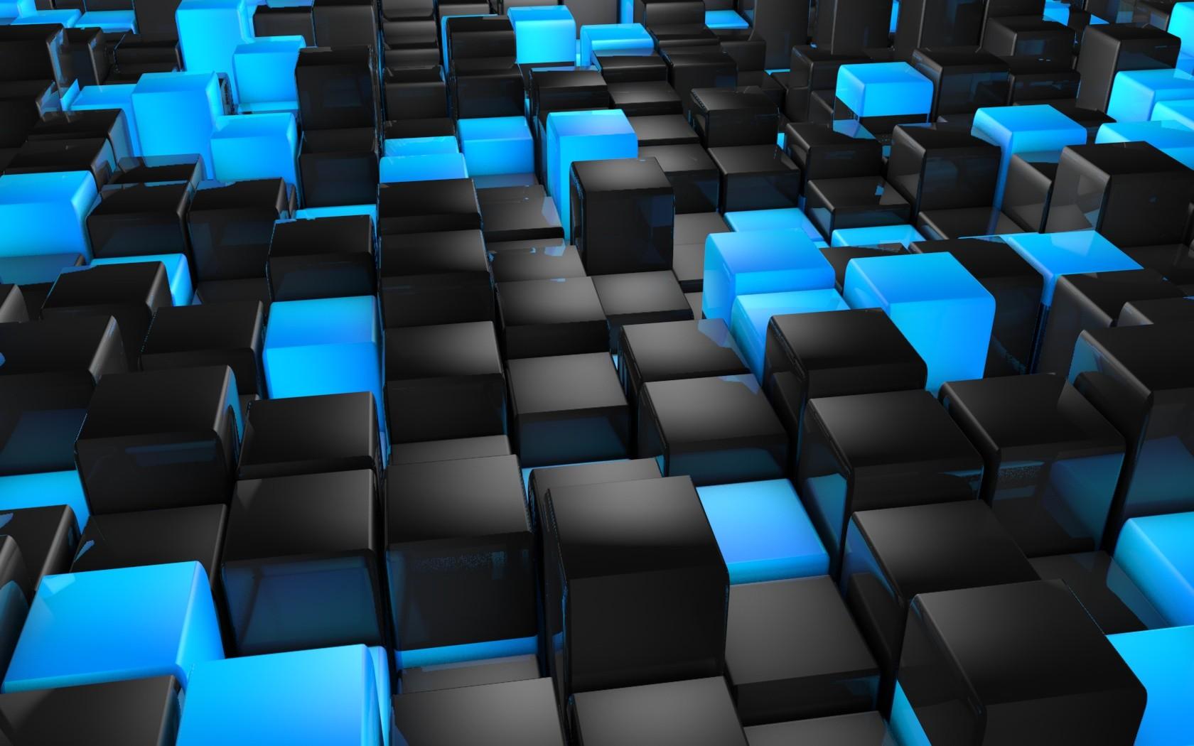 Black And Blue 3d Cube Wallpapers