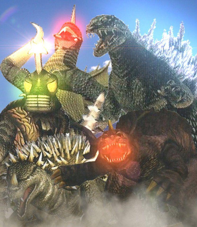 Godzilla, Baragon and Anguirus vs Gigan and Megalon