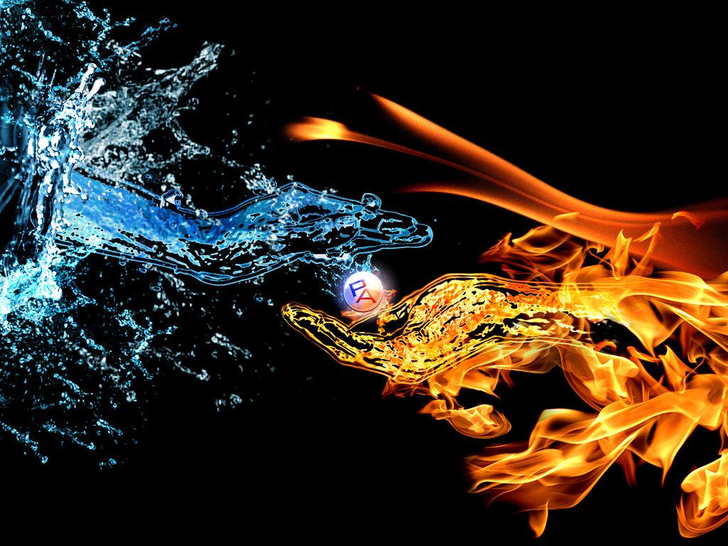 Group of Fire And Water Heart Wallpaper