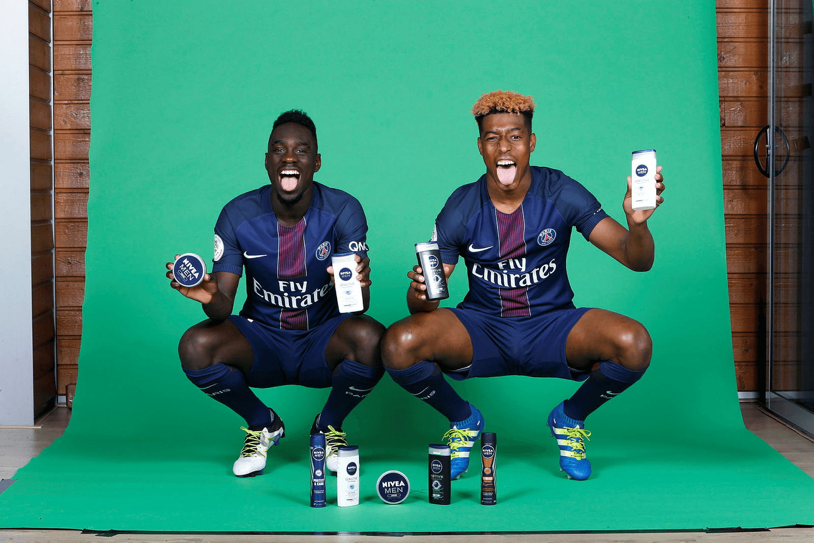 Jean Kevin Augustin and Presnel Kimpembe at the worshop for NIVEA X