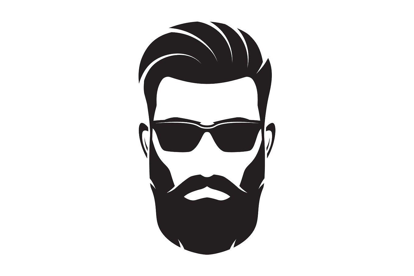 Bearded men face, hipster character. Vector illustration. Beard logo, Beard illustration, Beard art