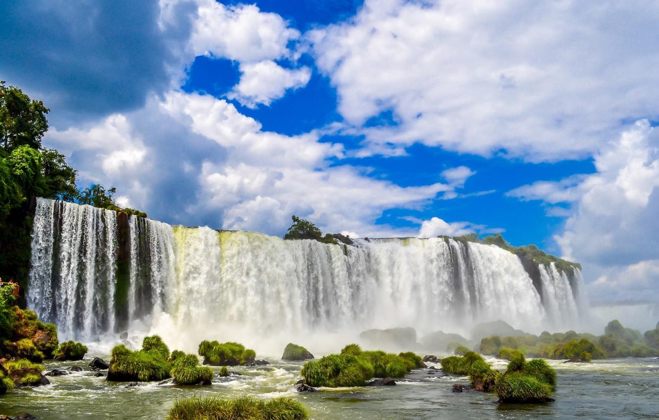 Wallpaper the sky, clouds, waterfall, Brazil, Brazil, The Iguaçu
