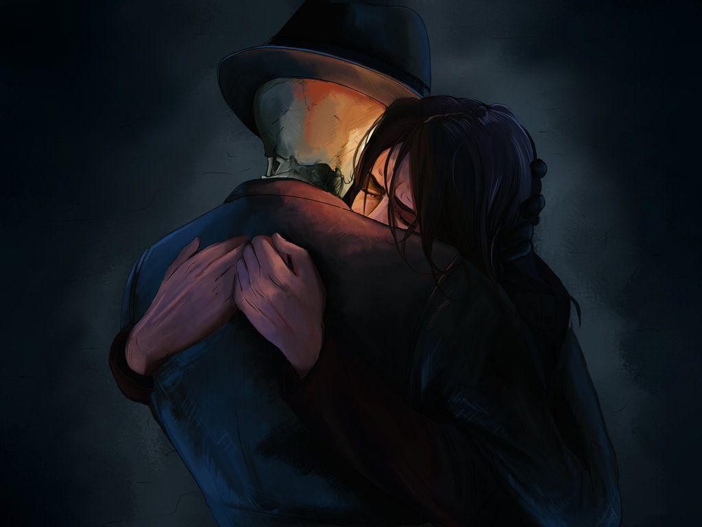 Hug it out by Galaxia0 Depicts Skulduggery and Valkyrie