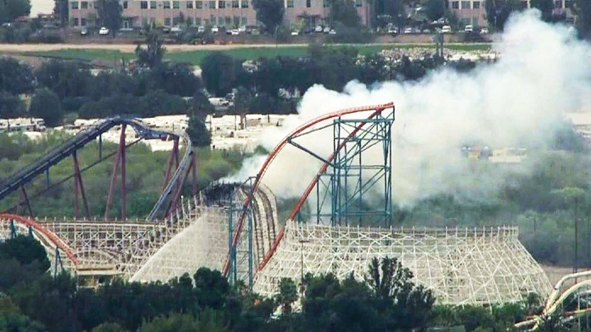 An Out Of Service Roller Caught Fire At Six Flags, And The Photo
