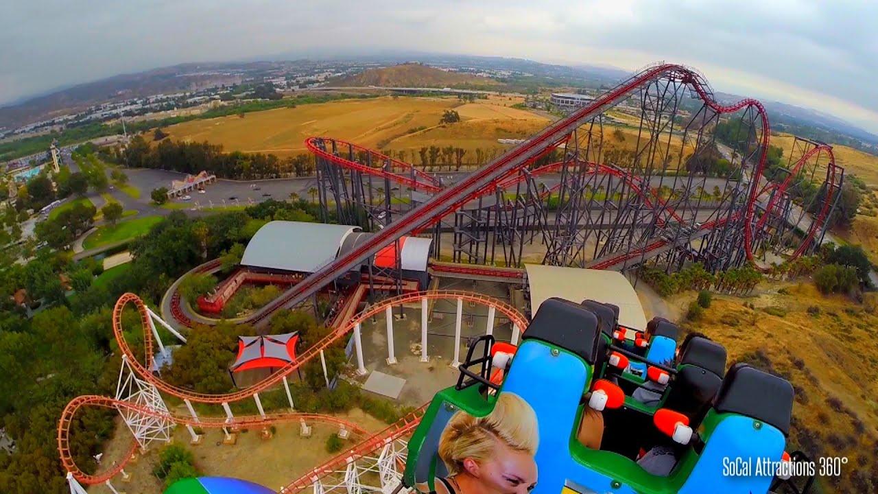 Viper Roller Coaster POV Flags Magic Mountain 2015