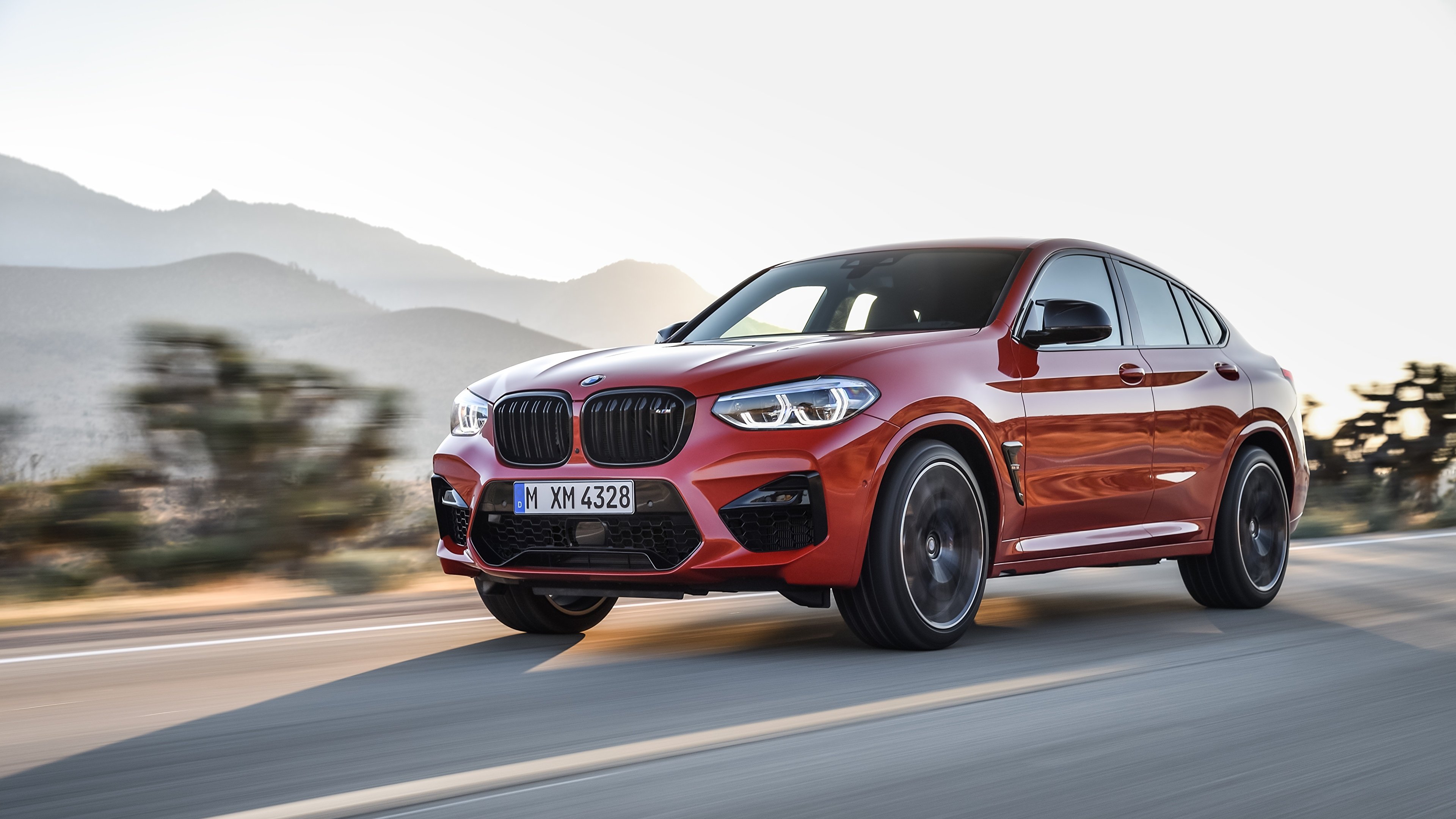 Photo BMW CUV Competition X4M F98 Red Motion Cars 3840x2160