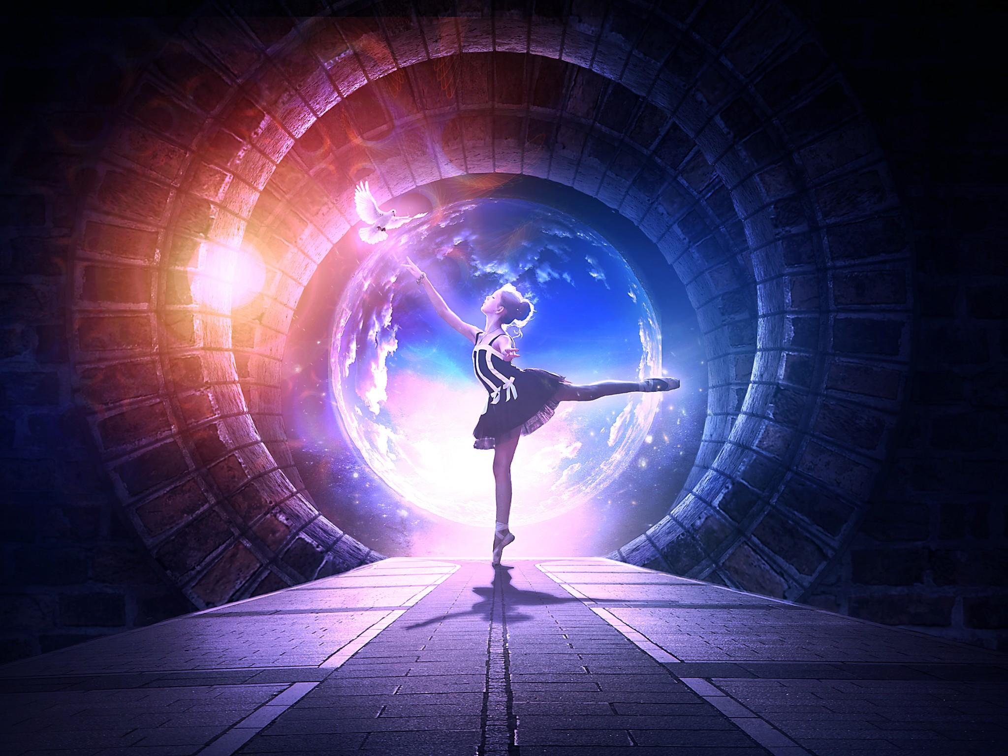 Wallpaper Dance, Girl, Dream, Pigeon, HD, Fantasy