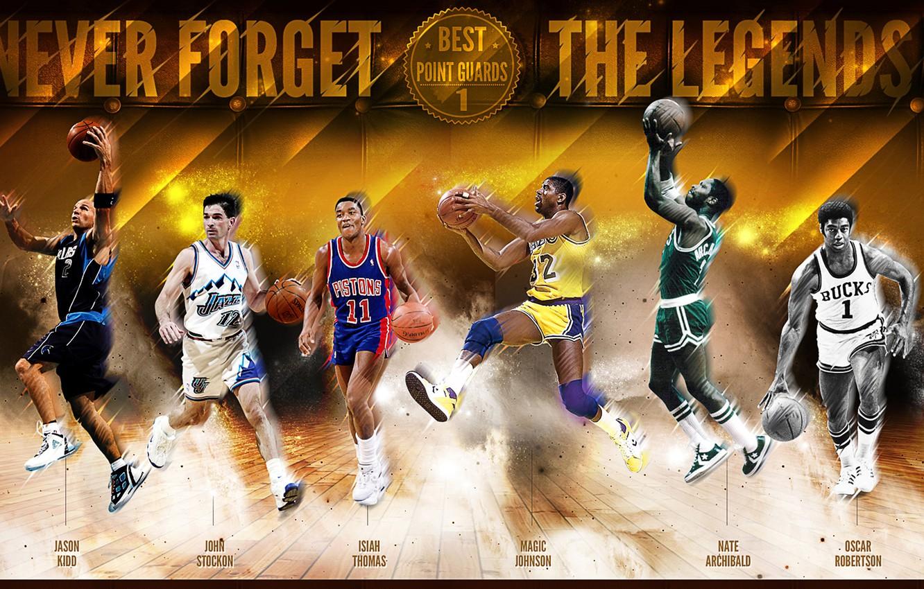 Wallpaper Sport, Basketball, NBA, Legends, Magic Johnson, Isiah