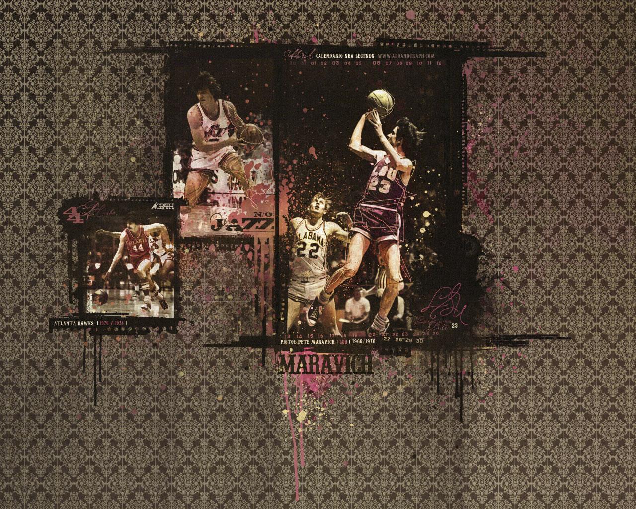 Pete Maravich April 2009 Calendar Wallpaper. Basketball Wallpaper