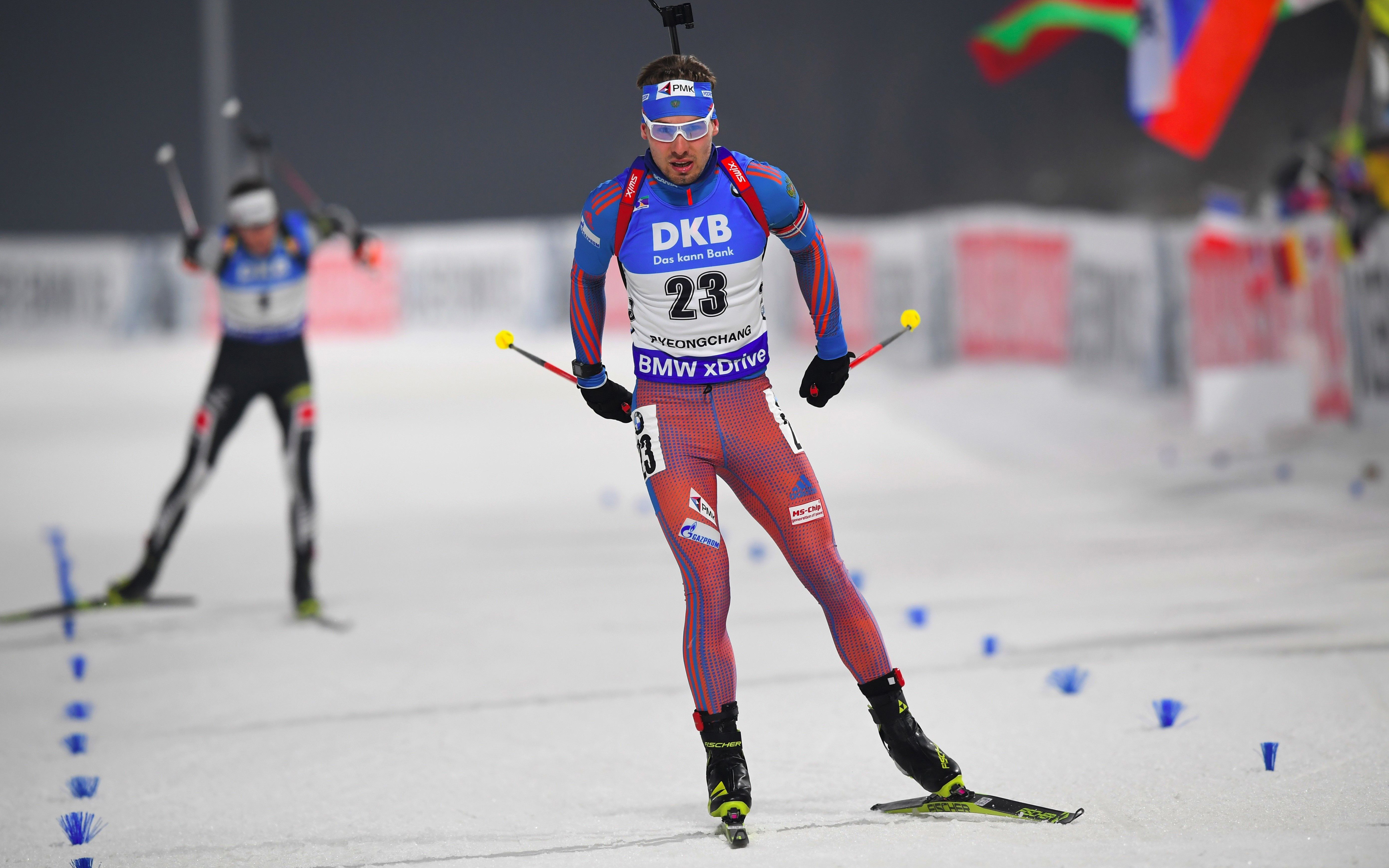 Download wallpaper Anton Shipulin, 4k, biathlete, race, winter