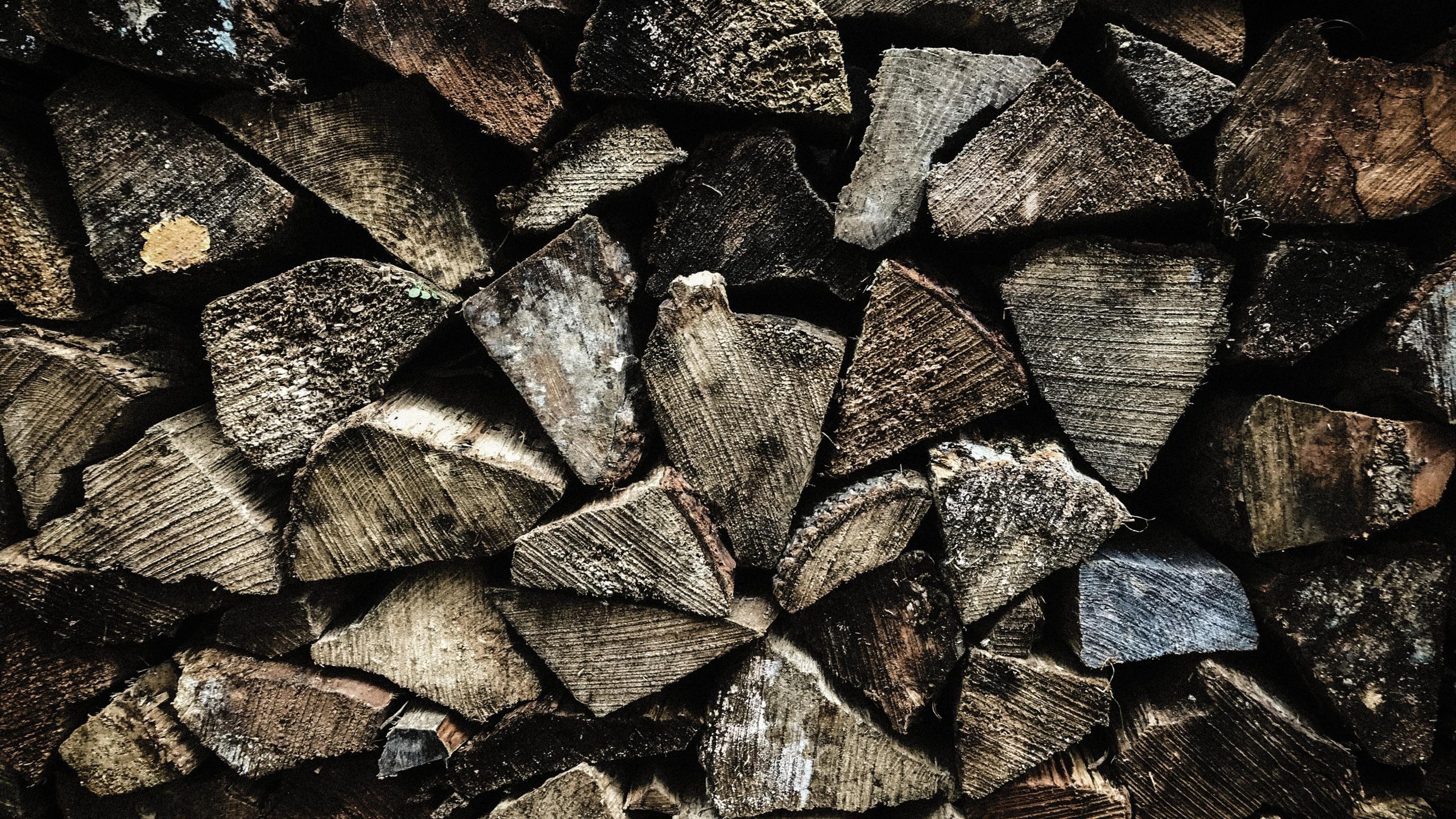 Download 2560x1440 wallpaper firewood, texture, wooden log, dual