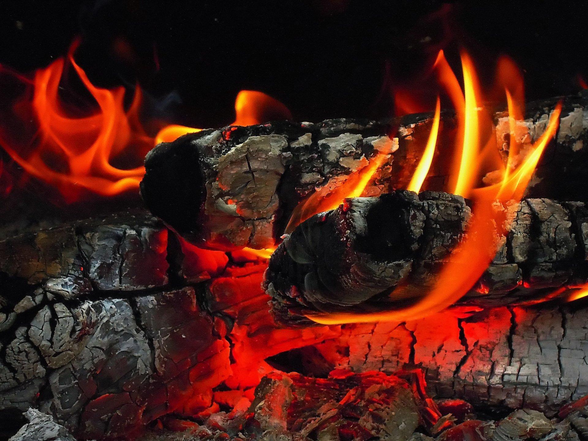 firewood fire coal fireplace flame ash HD wallpaper