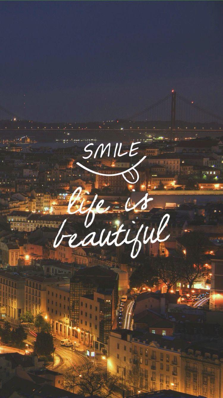 Smile, life is beautiful. Wallpaper. iPhone wallpaper, Neon