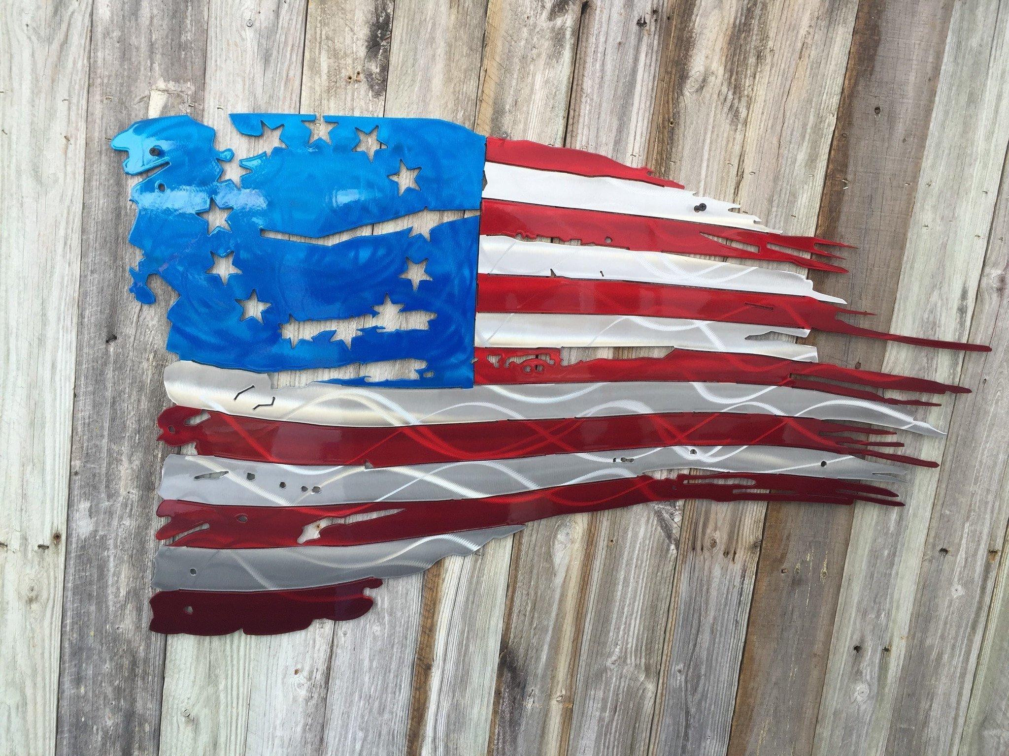 Betsy Ross 1776 Tattered and Torn American Flag metal art