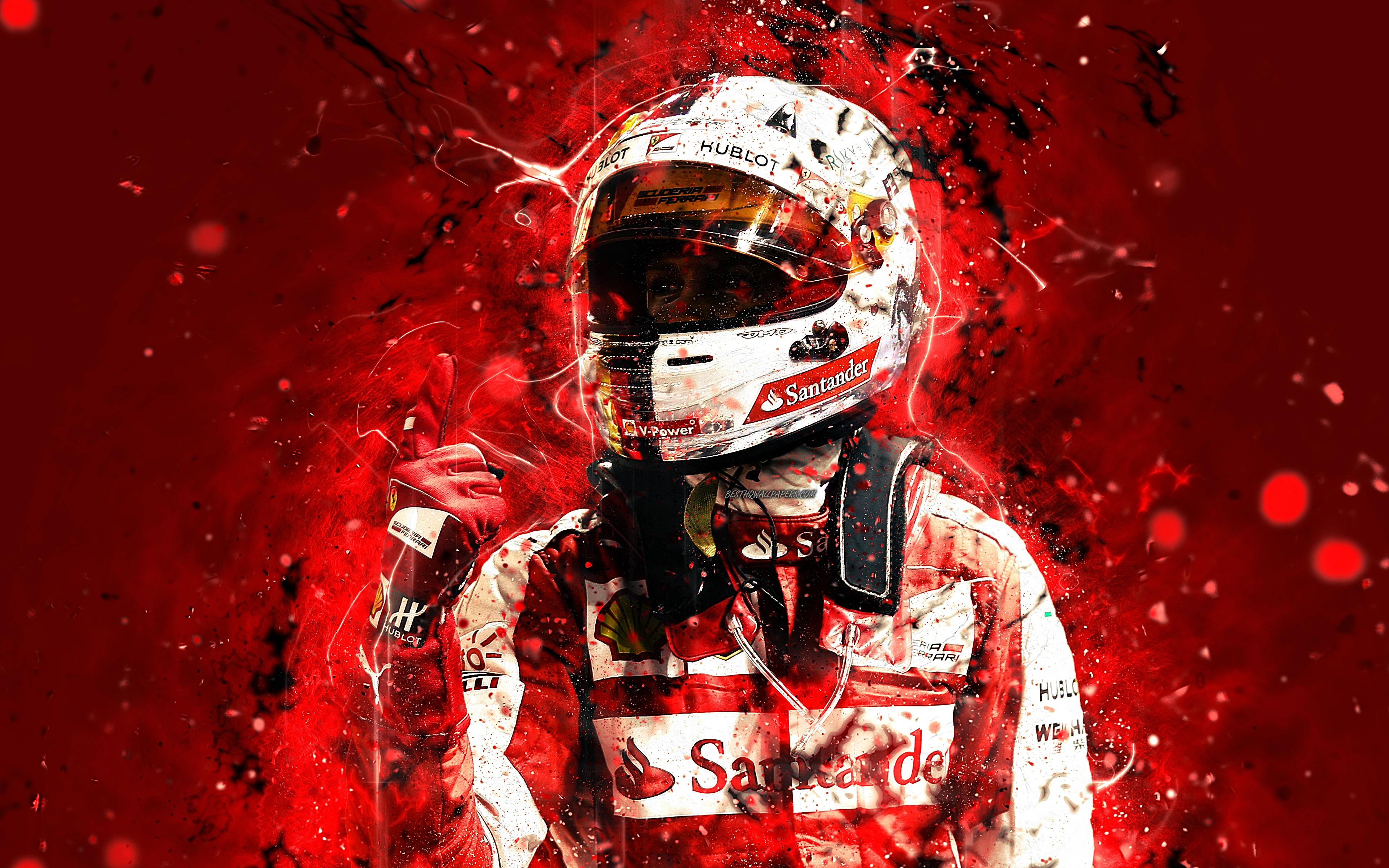 Download wallpaper 4k, Sebastian Vettel, abstract art, Formula 1