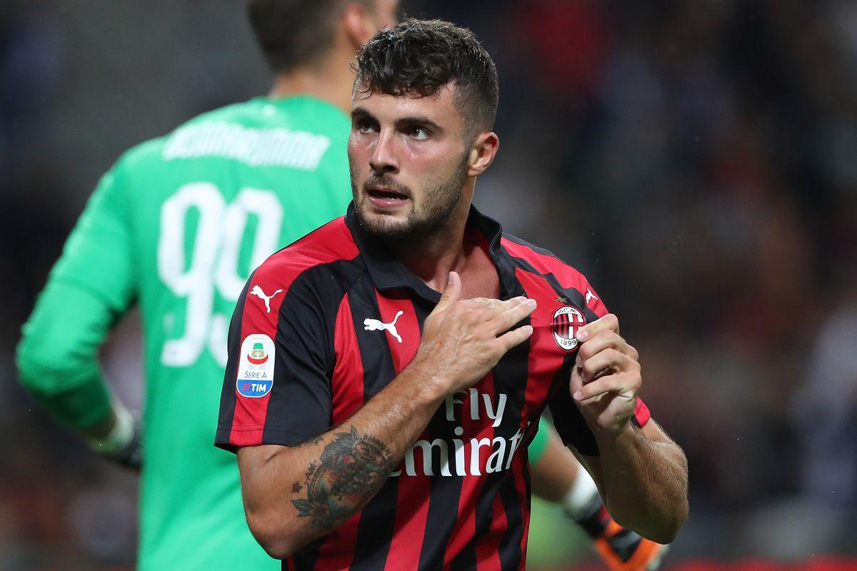 AC Milan's Patrick Cutrone leaves Italy U21 match against Albania