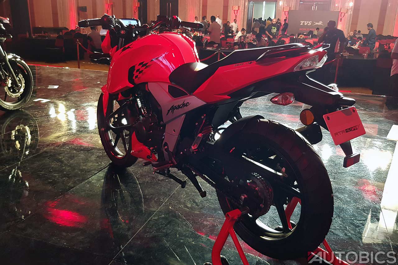 TVS Apache RTR 160 4V Racing Red Rear Left 2018