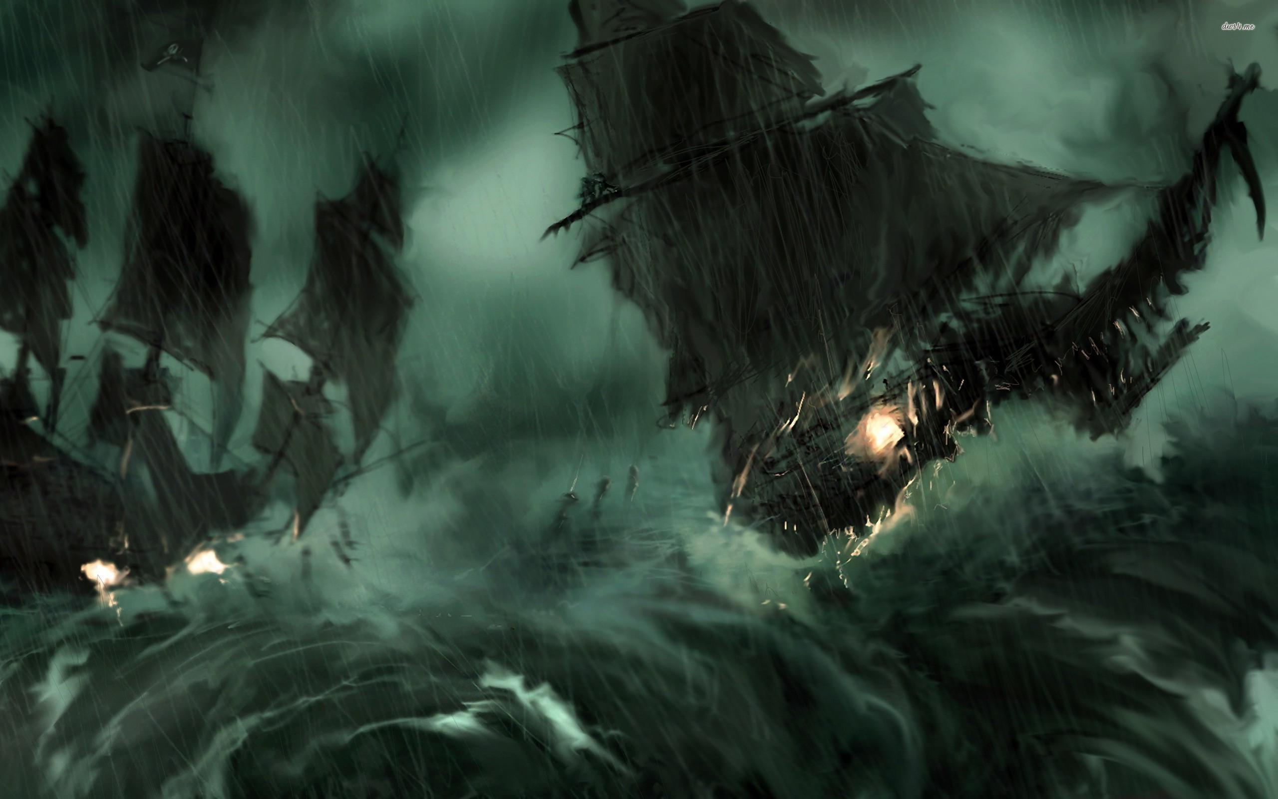 Pirate ship during the storm wallpaper wallpaper