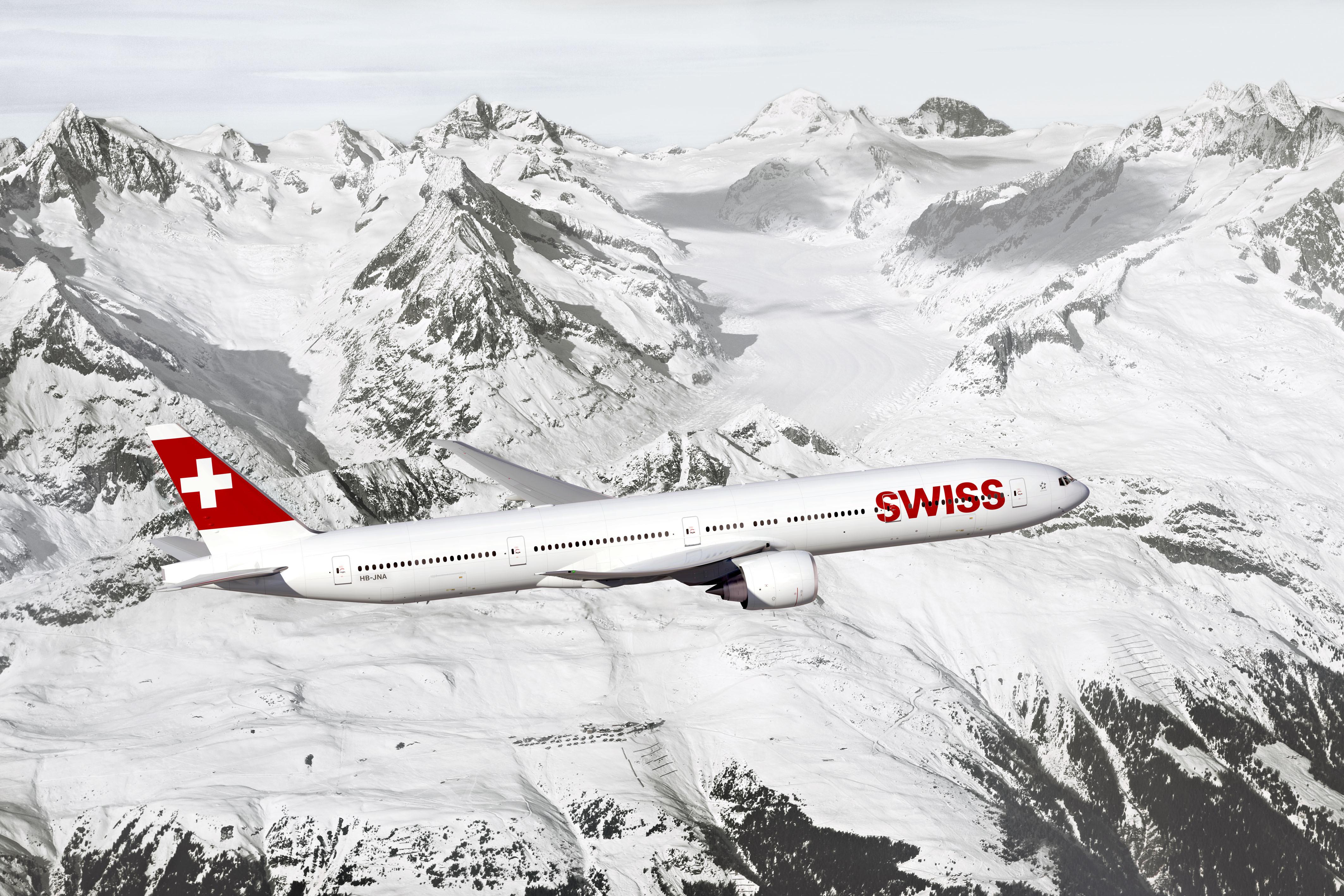 HB JNA Swiss Boeing 777 3DE(ER) 4k Ultra HD Wallpaper. Background