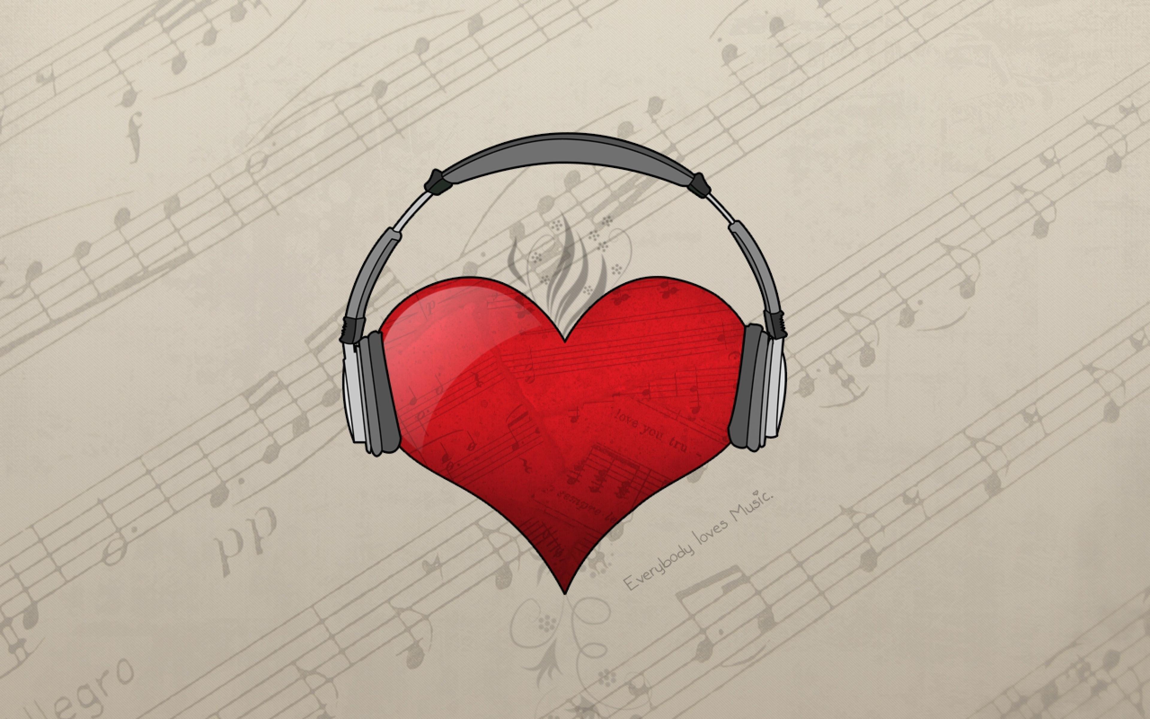 Headphones Drawing With Heart HD Wallpaper, Background Image