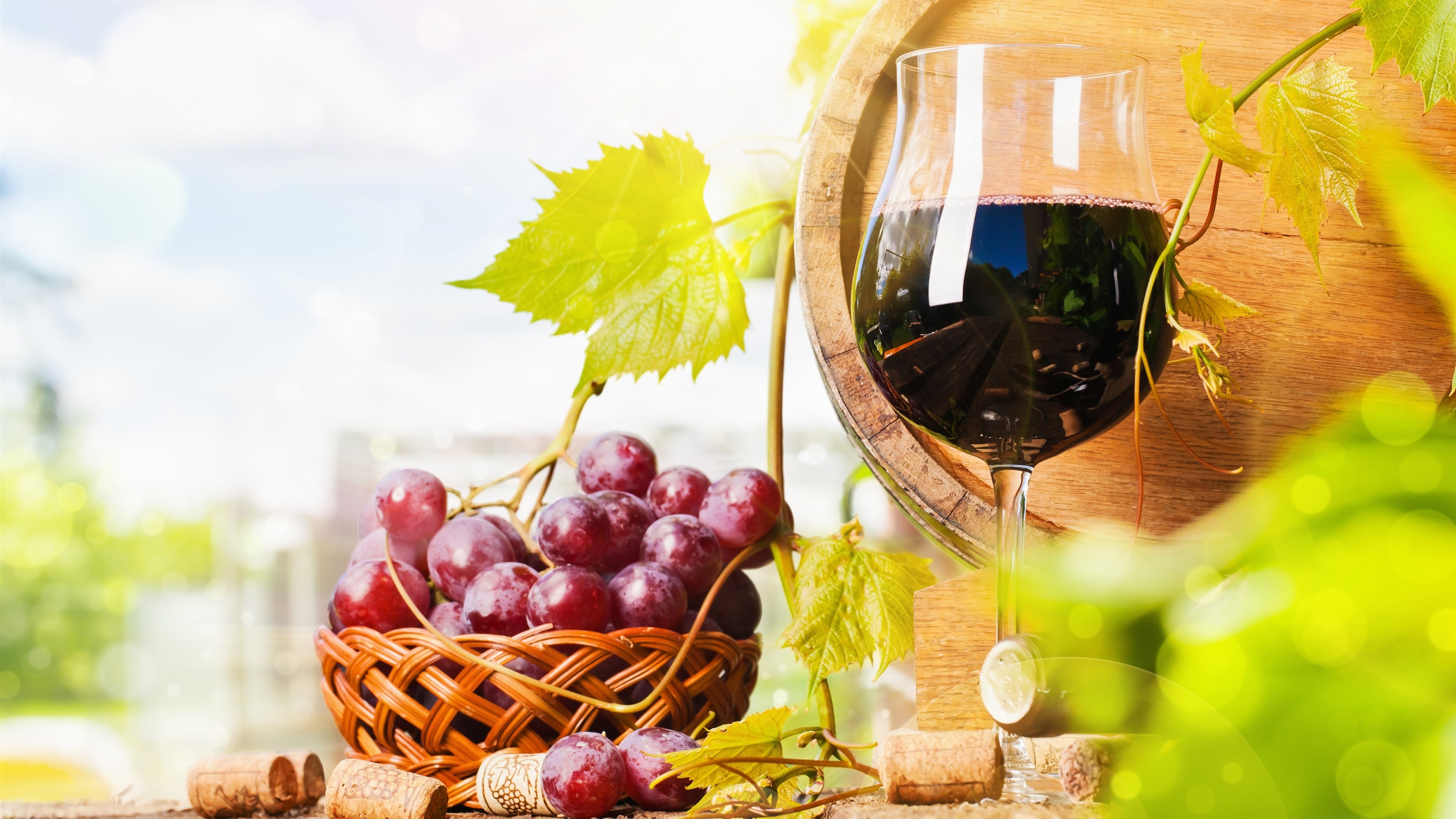 Wallpaper Red grapes, wine 3840x2160 UHD 4K Picture, Image