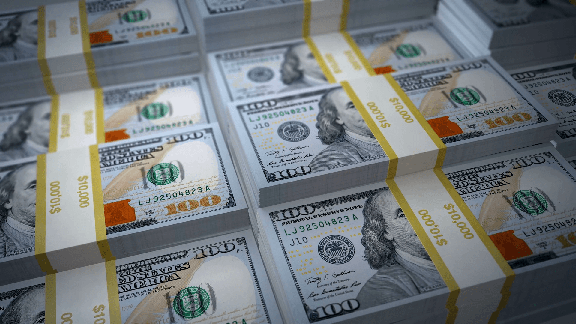money stack of new 100 dollar bills