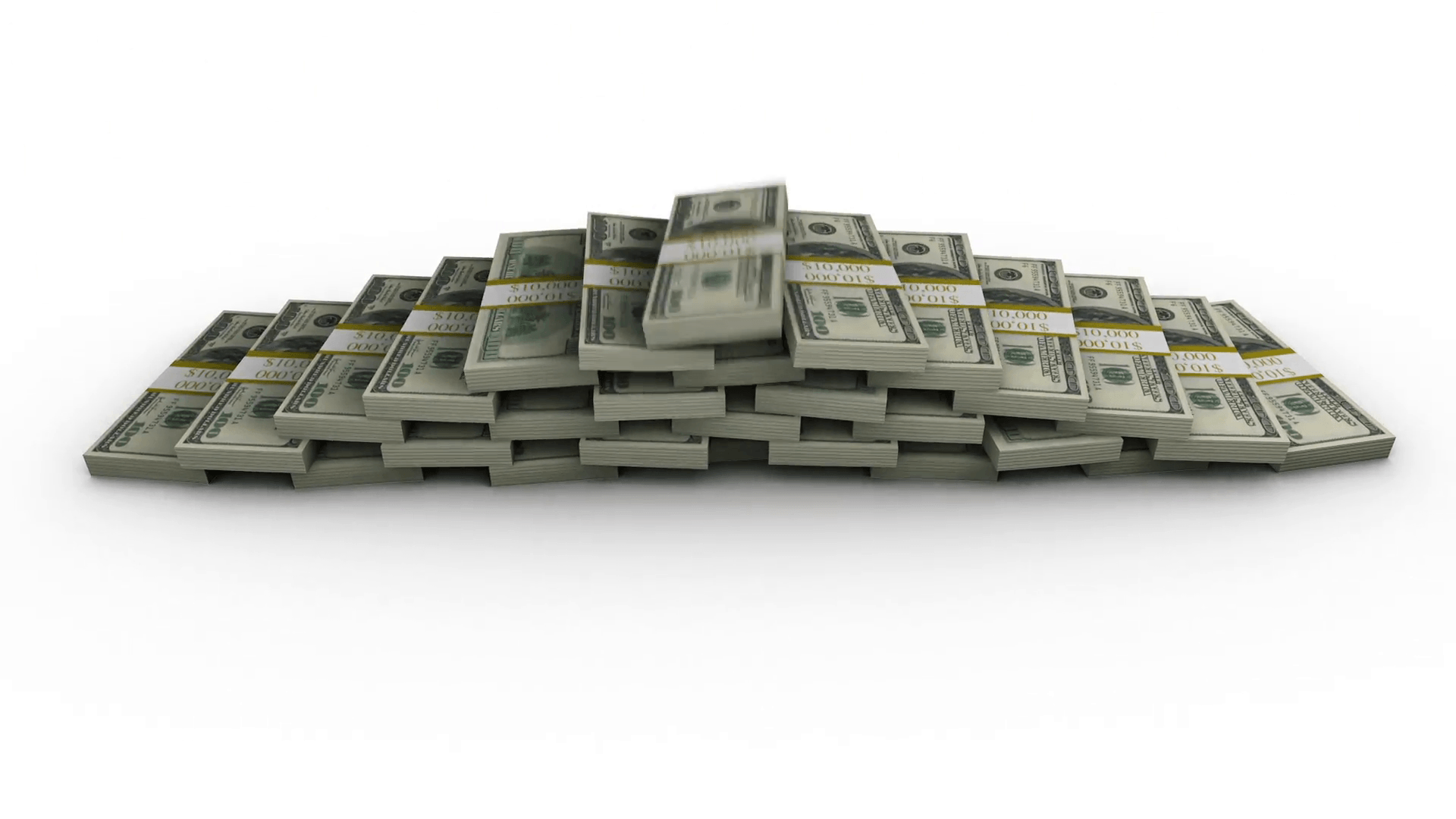 Stacks of $100 Dollar Bills Build into Pyramid Motion Background