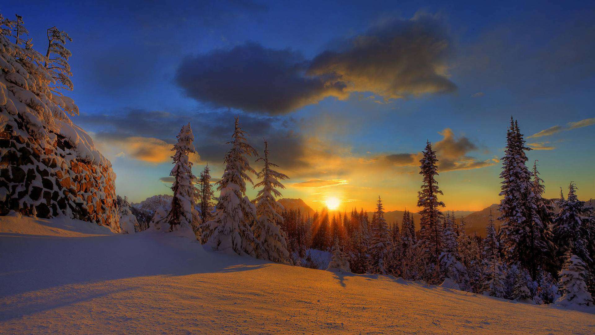 Snow painted by the sun HD Wallpaper FullHDWpp HD