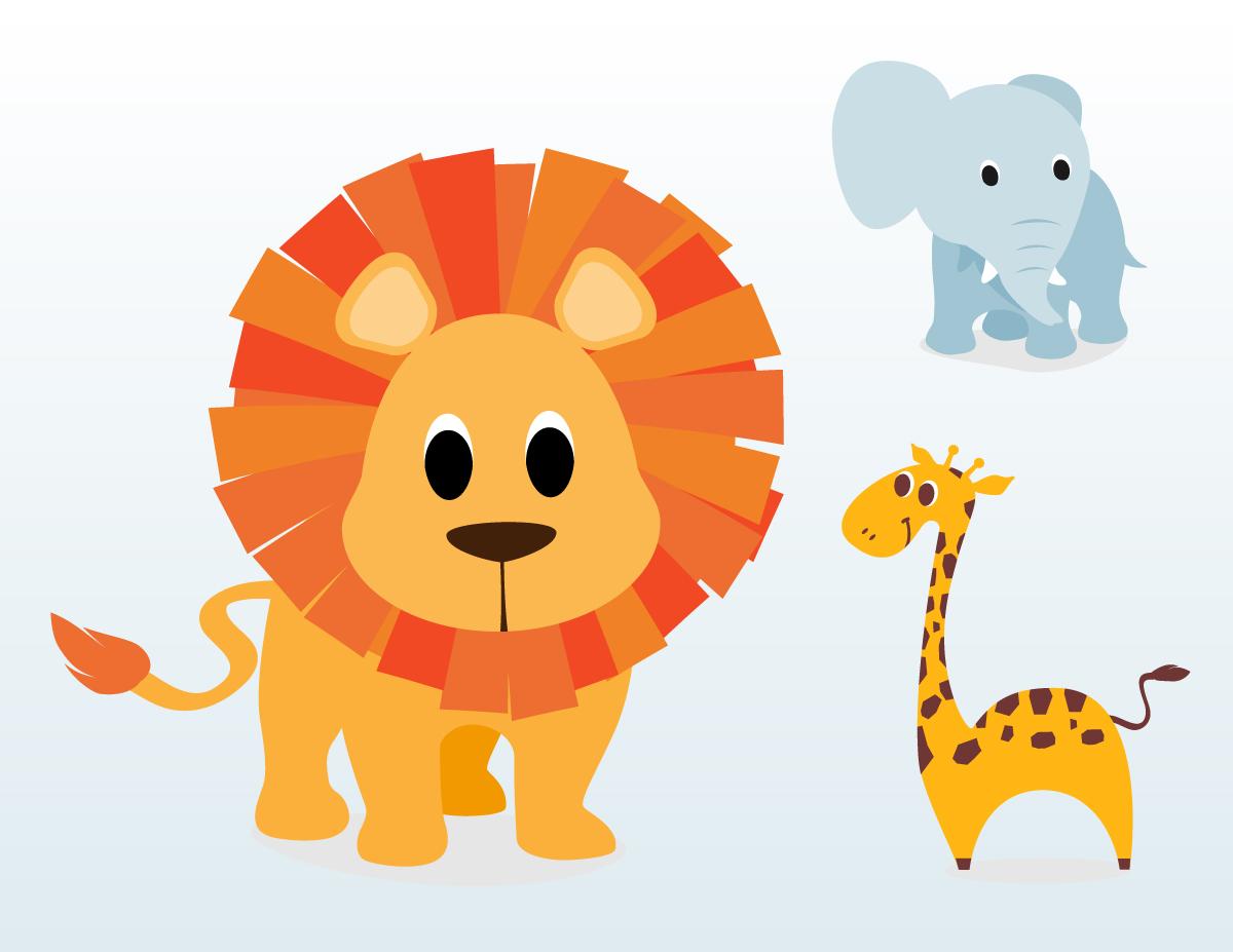 Baby Animal Cartoon Group with items
