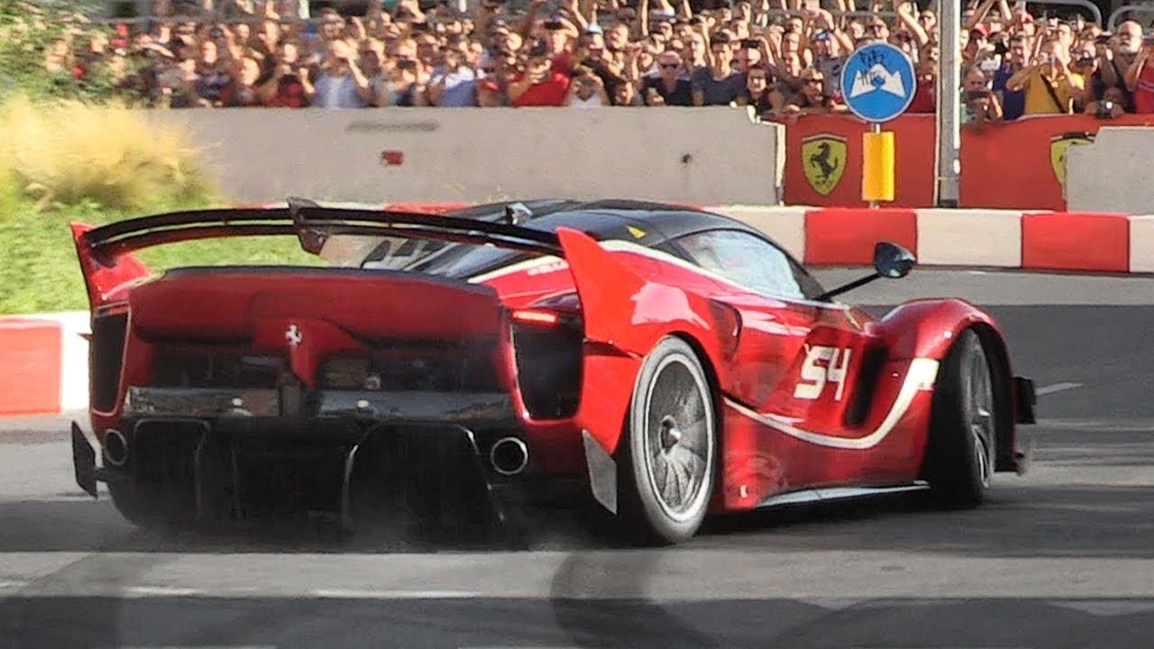 Ferrari FXX K EVO screaming on the streets of Milan during the 2018