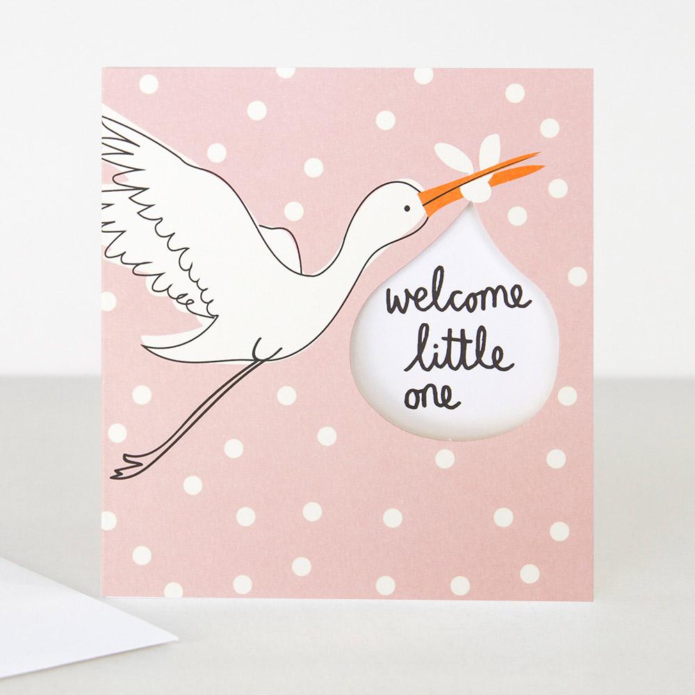 Welcome Little One New Baby Girl Card. Caroline Gardner UK