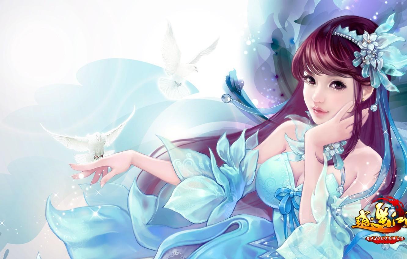 Wallpaper girl, the game, anime, art, China, fake, "Happy Wild World" image for desktop, section прочее