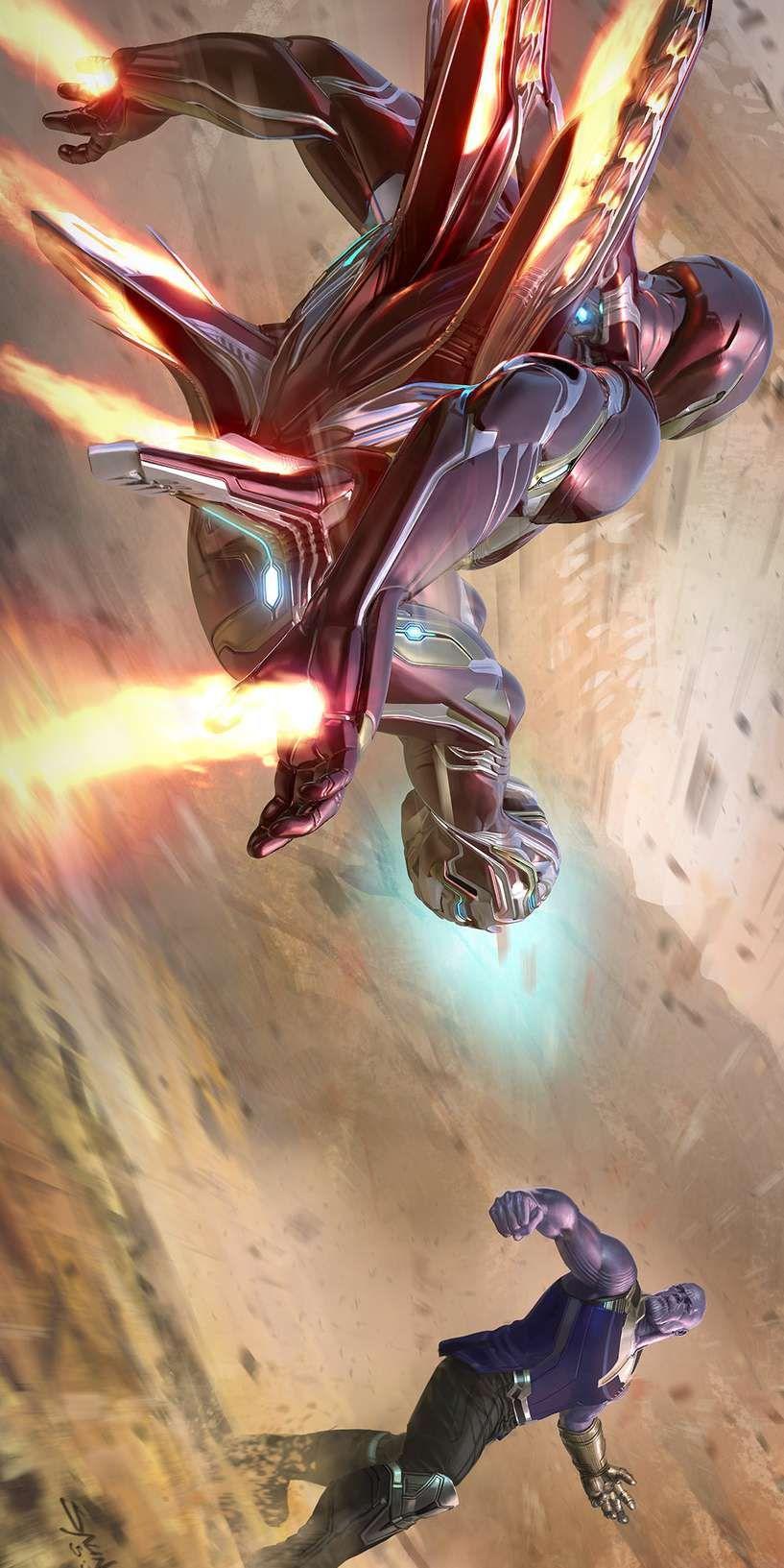 Iron Man Fighting Thanos iPhone Wallpaper