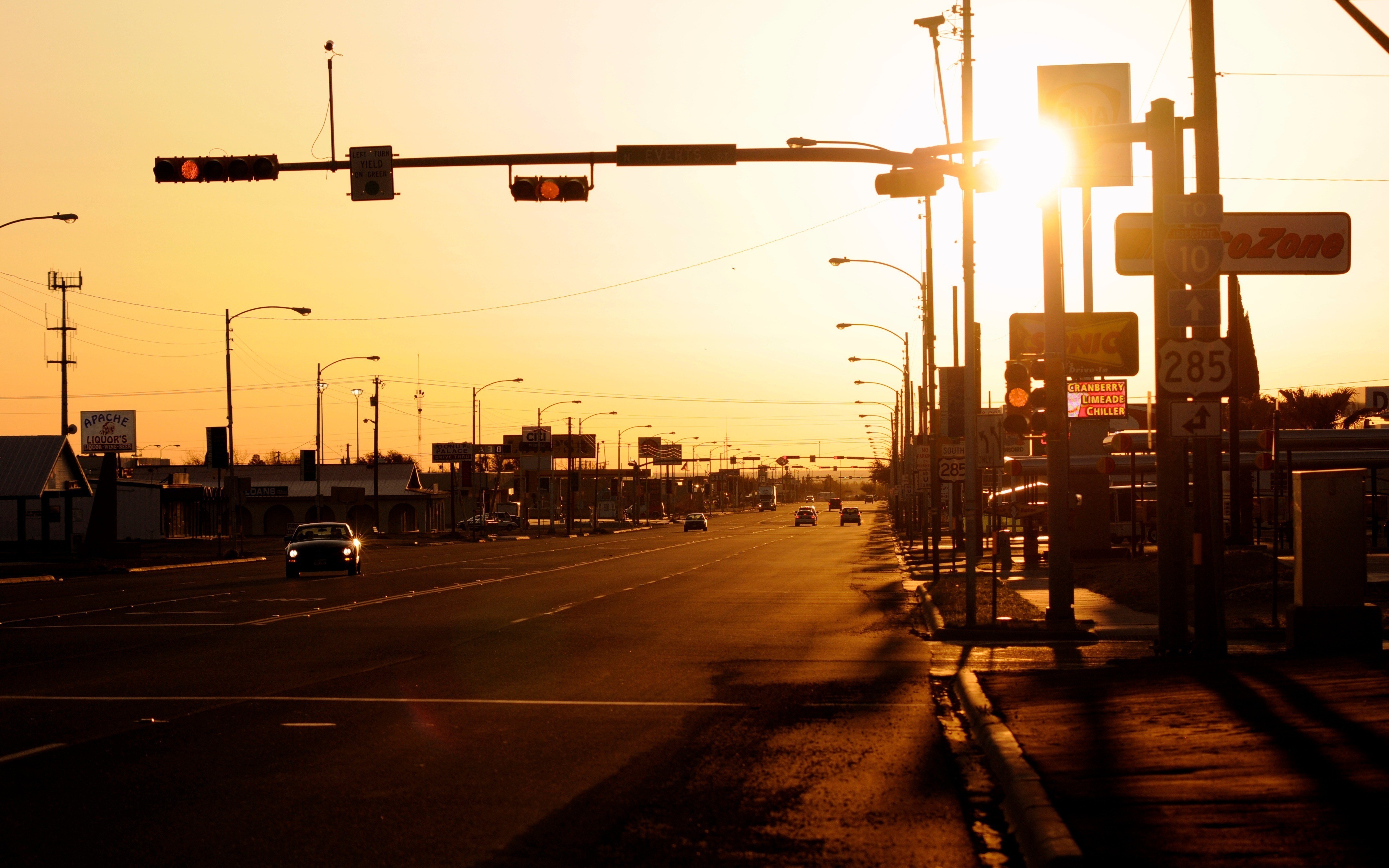 Texas usa evening streets sunset wallpaper