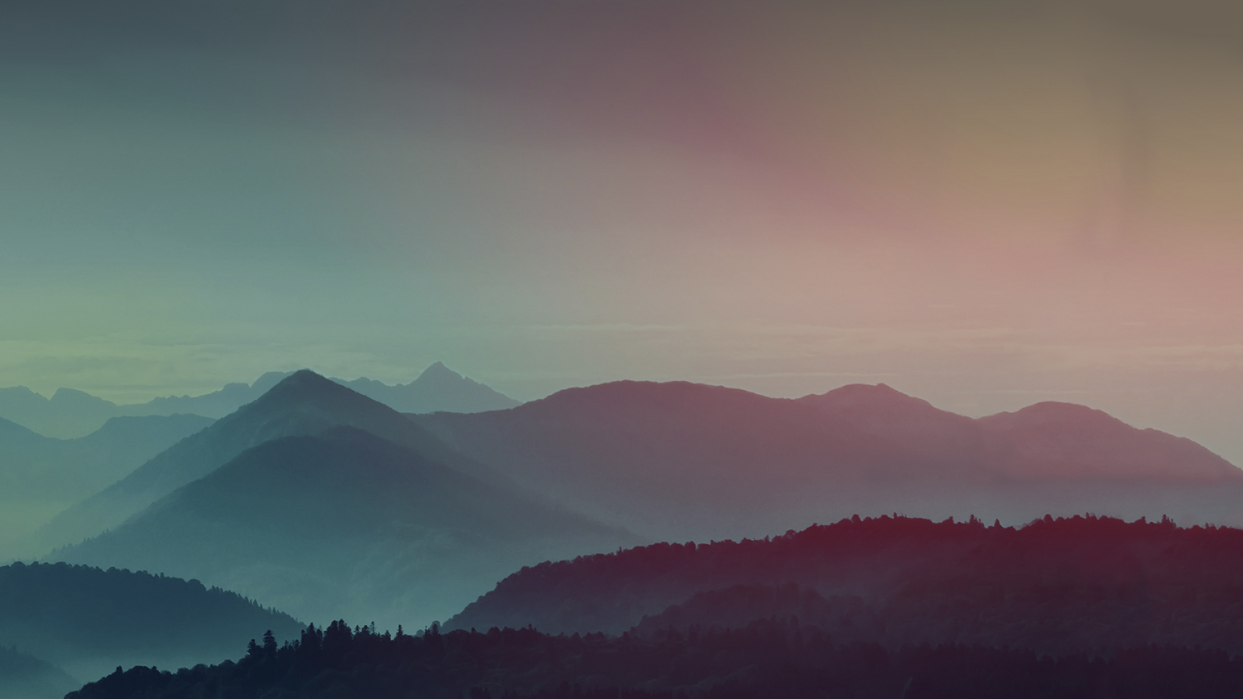 Wallpaper Mountains, Gradient, Foggy, HD, Nature