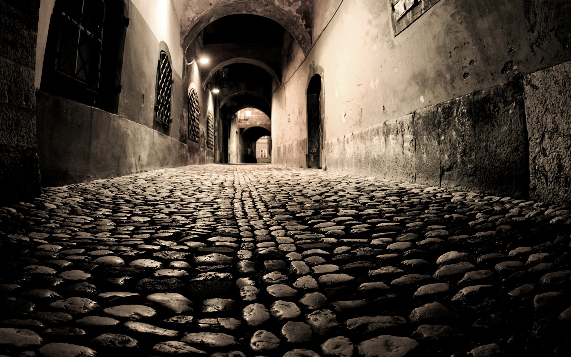 Old town, Night street, Stones wallpaper and image