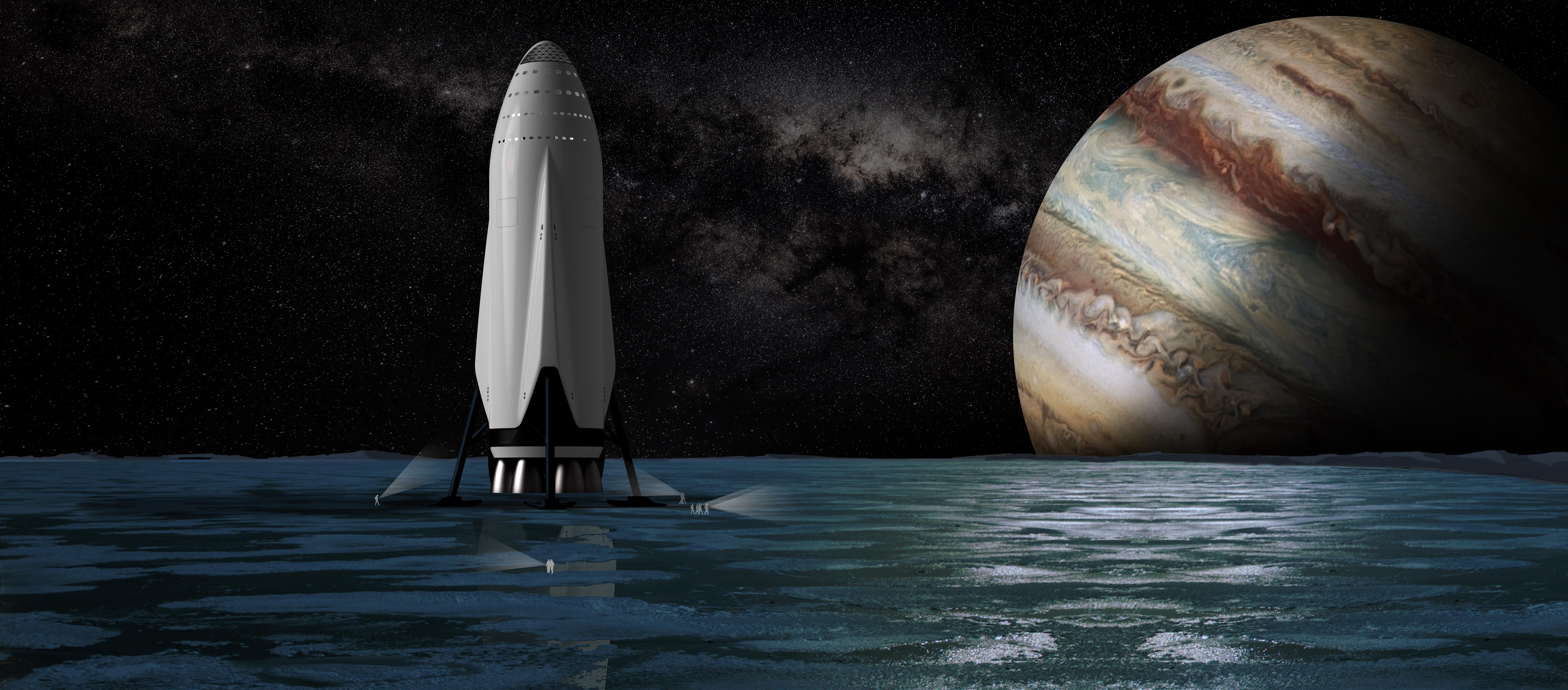 Wallpaper Spaceship, Europa, Jupiter moon, SpaceX, Interplanetary