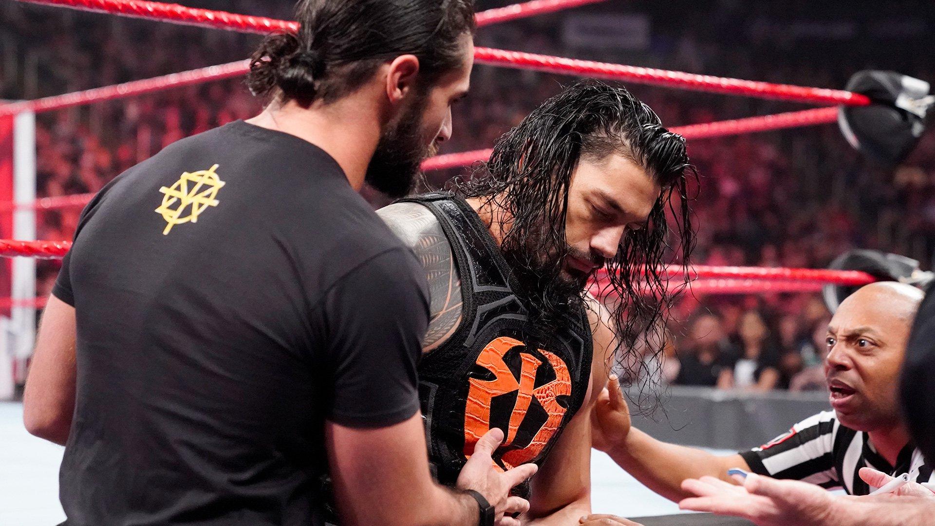 Seth Rollins helps Roman Reigns to the trainer's room: Raw, March 11