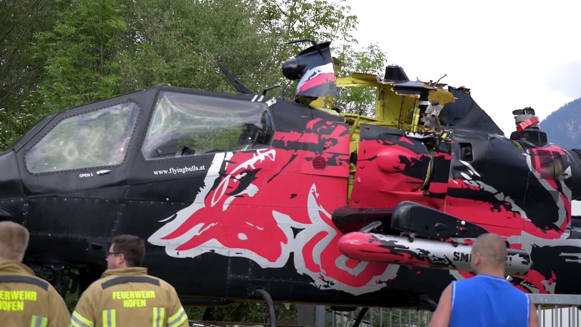 Red Bull Cobra Helicopter Slashes Airport Building With Blades