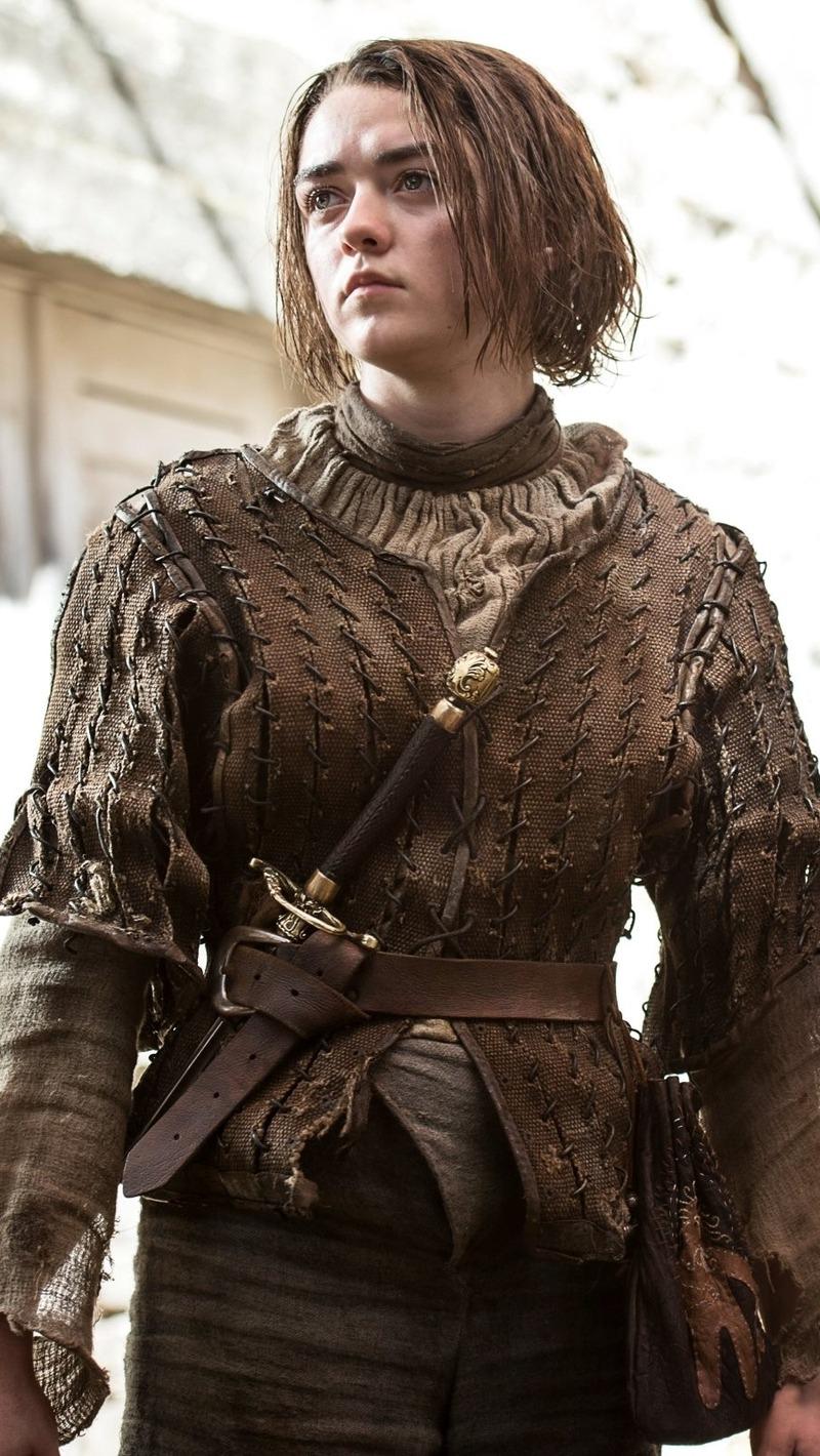Download wallpaper 800x1420 arya stark, game of thrones, maisie