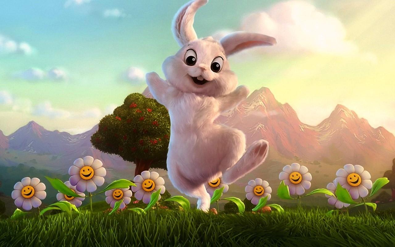 Cute animation white Bunny HD wallpaper HD Cute animation