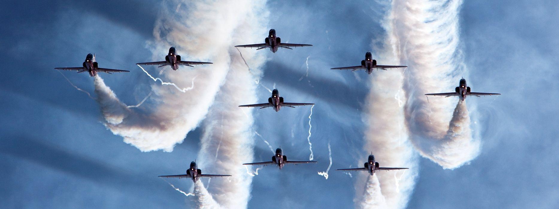 Aircraft airplanes aerobatics smoke jets military fighters wallpaper