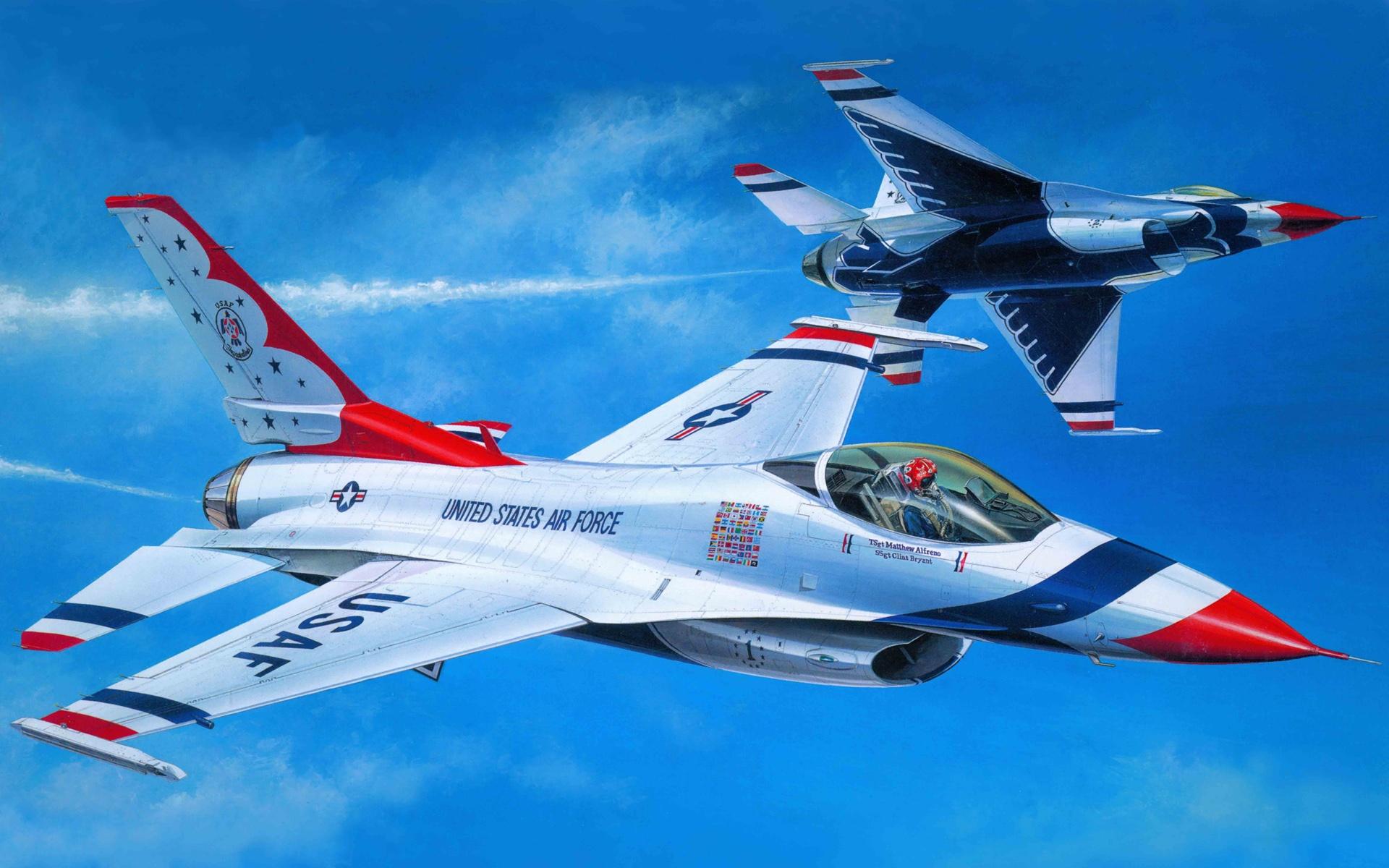 Wallpaper Art painting, air fighter aerobatics 1920x1200 HD Picture