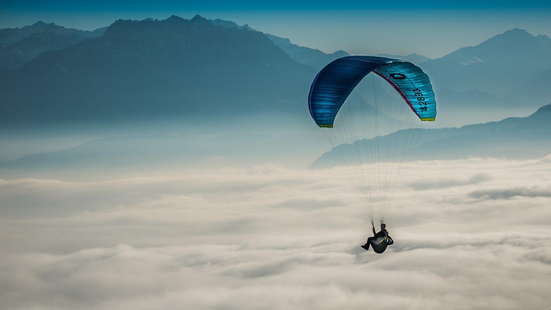 Hang Gliding above the Clouds HD Wallpaper. Background Image