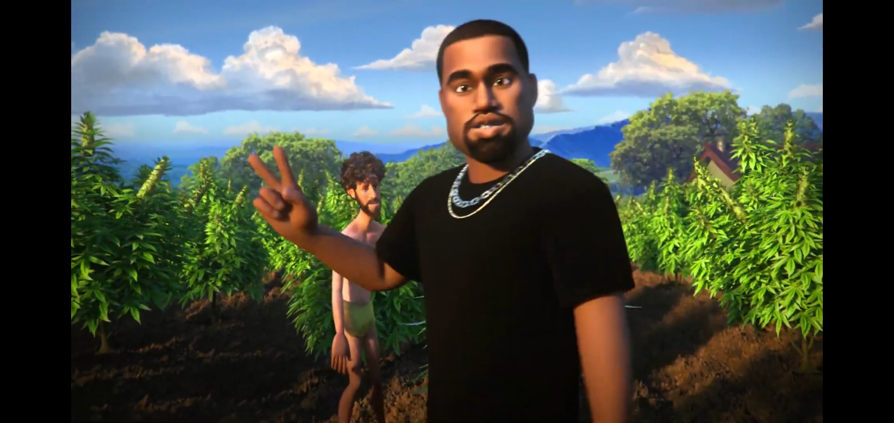 Kanye in Lil Dicky's Earth music video, voiced