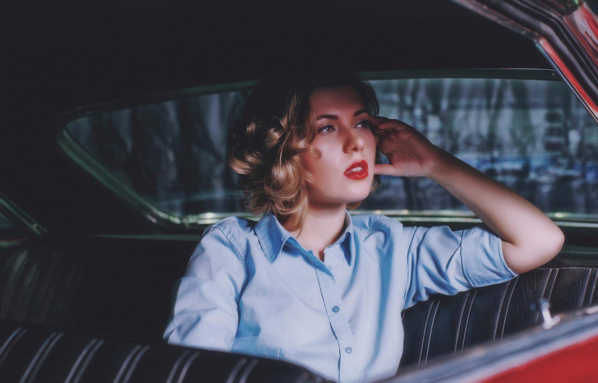 American Dream Pin Up Retro Anna Kalashnikov Ford Galaxy Lowrider HD