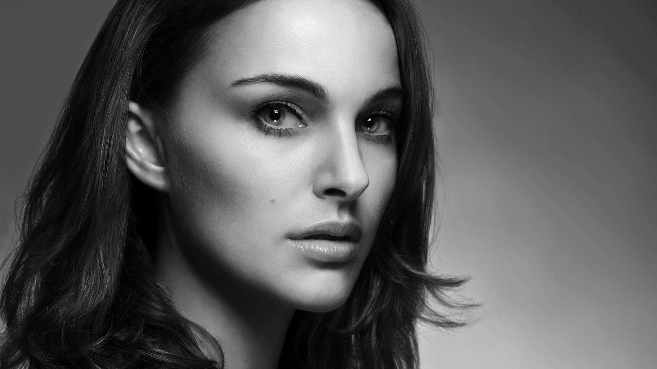 Wallpaper Natalie Portman, Monochrome, 2019, 4K, 5K, Celebrities
