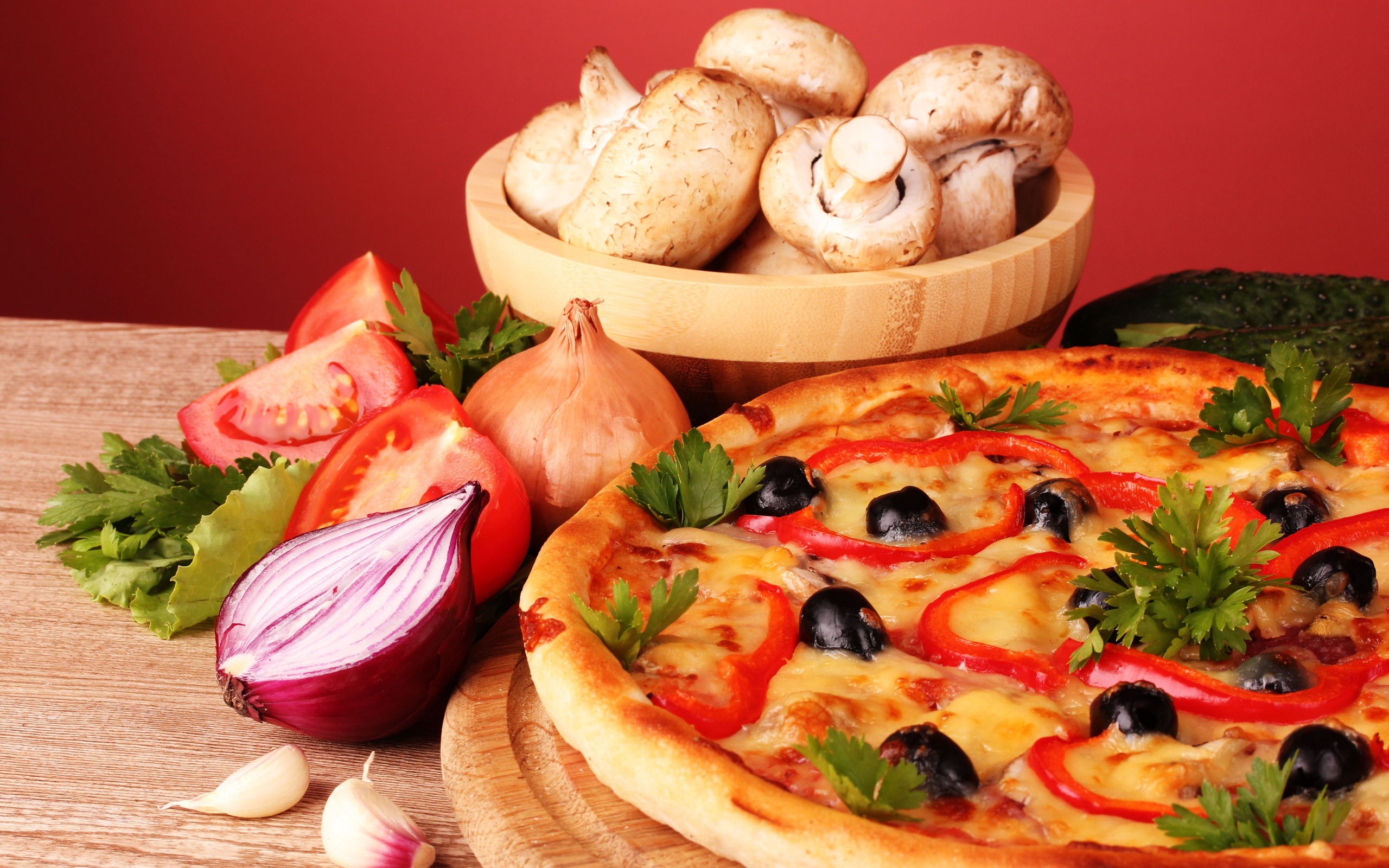 Pizza With Vegetables Wallpaper Widescreen Wallpaper