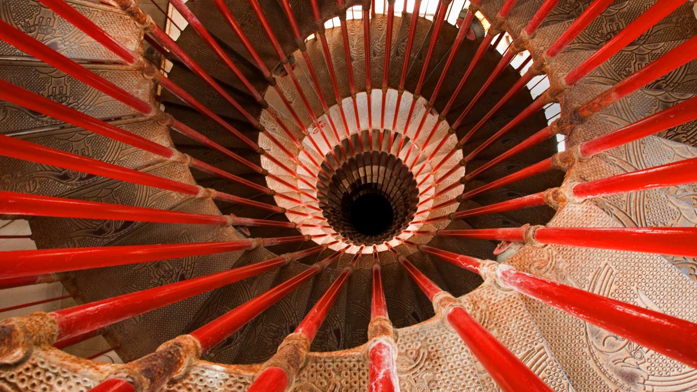Spiral staircase, Ljubljana Castle, Ljubljana, Slovenia wallpaper